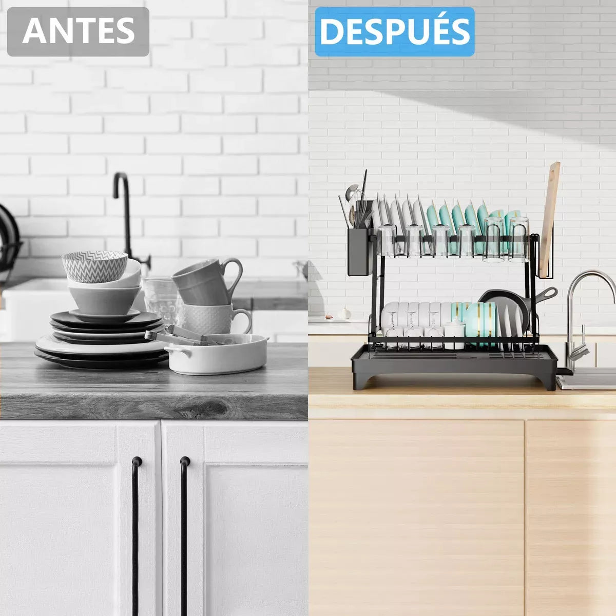 Secador Escurridor De Loza Secaplatos Inoxidable 2 Niveles