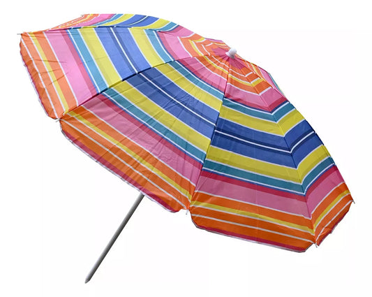 Sombrilla Playa Quita Sol Reclinable Multicolor Con Uv 140cm