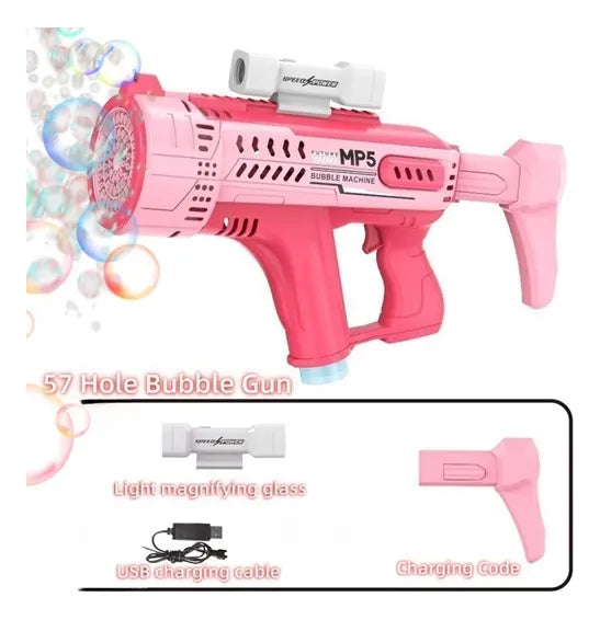 Pistola Burbujas Bazooka Recargable Lanza Burbujas Niños