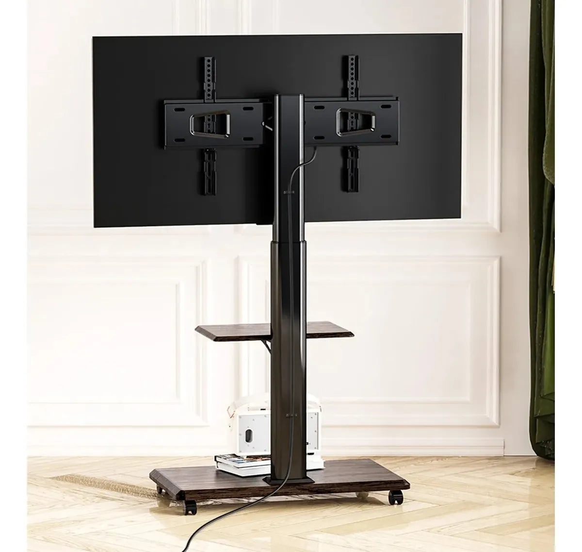 Soporte Tv Rack C/ruedas Movil Con Repisa Madera 32-65 Tv