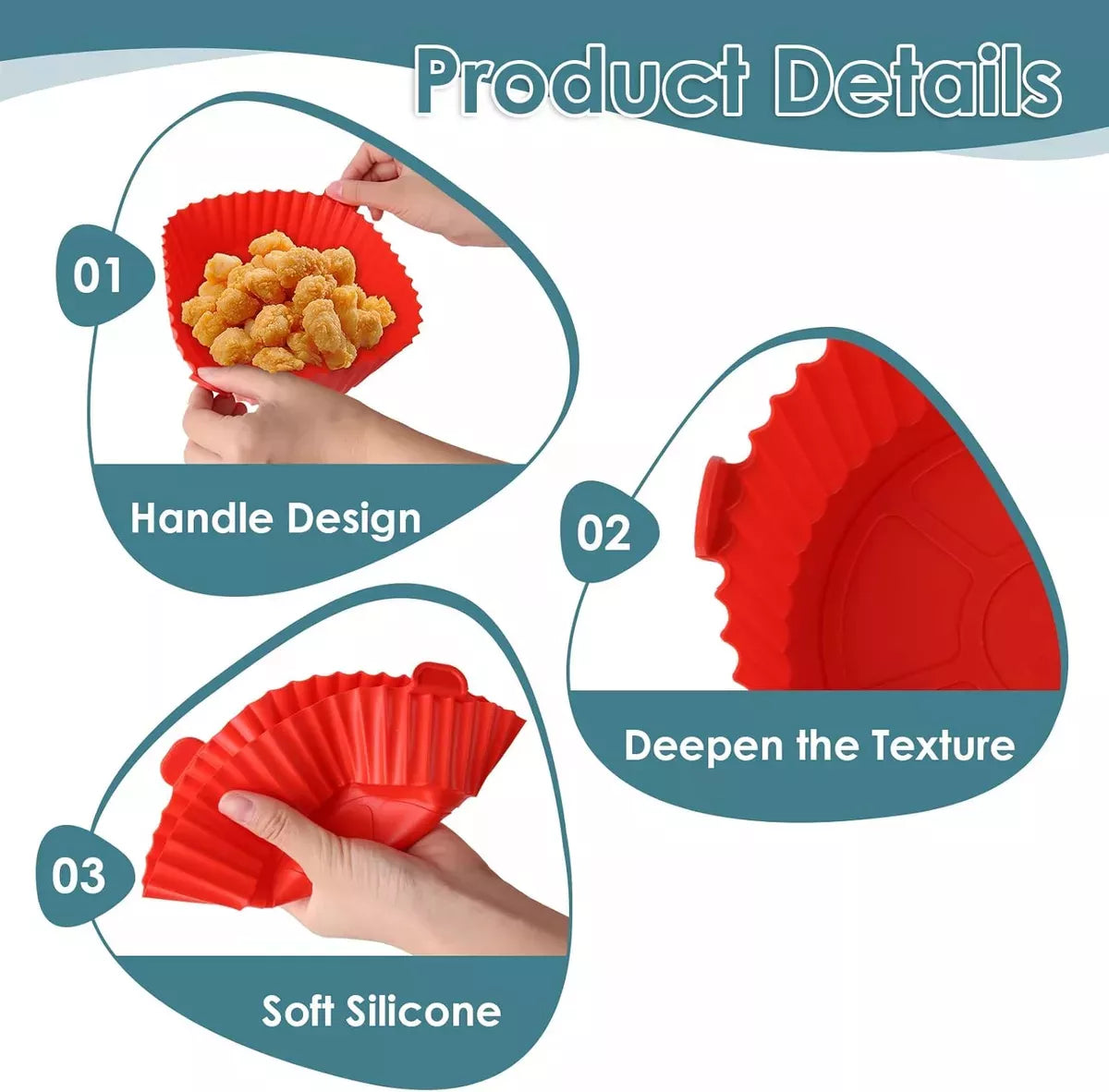 X6 Molde Redondo Silicona Para Air Fryer Moldes Freidora