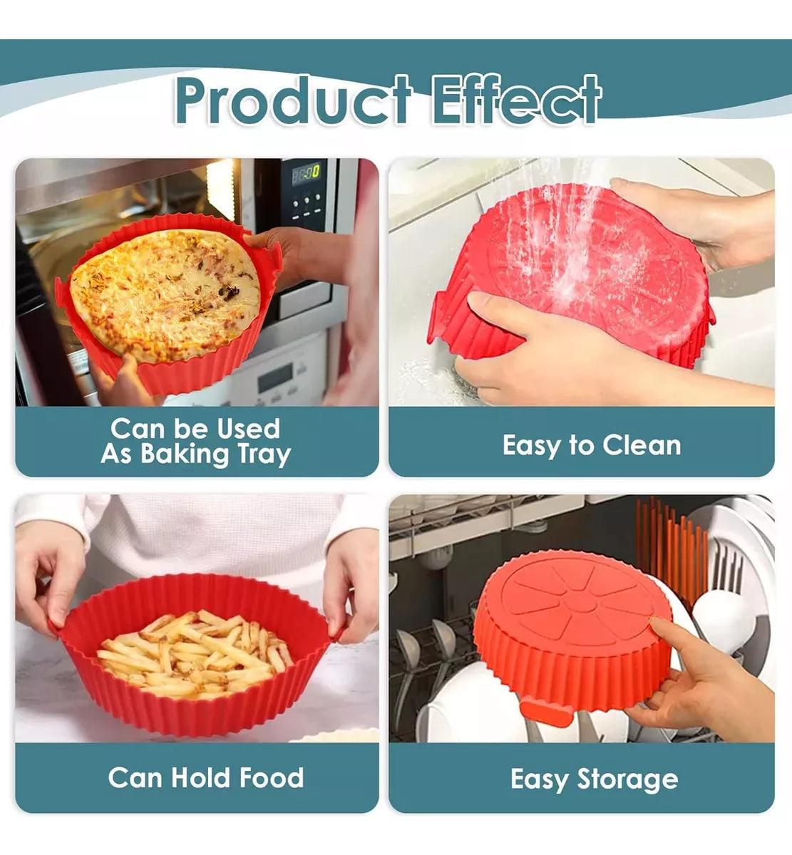 X6 Molde Redondo Silicona Para Air Fryer Moldes Freidora