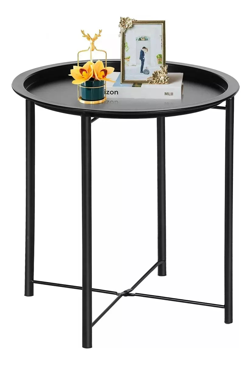 Mesa De Centro Redonda Metal Mesa Auxiliar Metalica Plegable