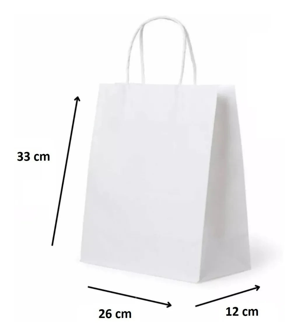 X12 Bolsas De Papel Kraft Talla L Bolsas Con Asa 33x26x12cm