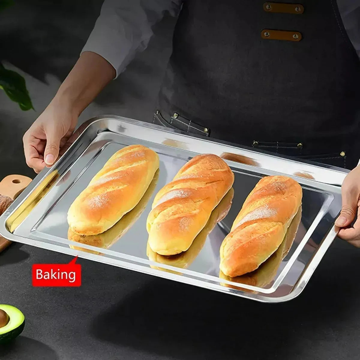 Bandeja Metalica Para Servir Acero Inoxidable Horno 45x35cm