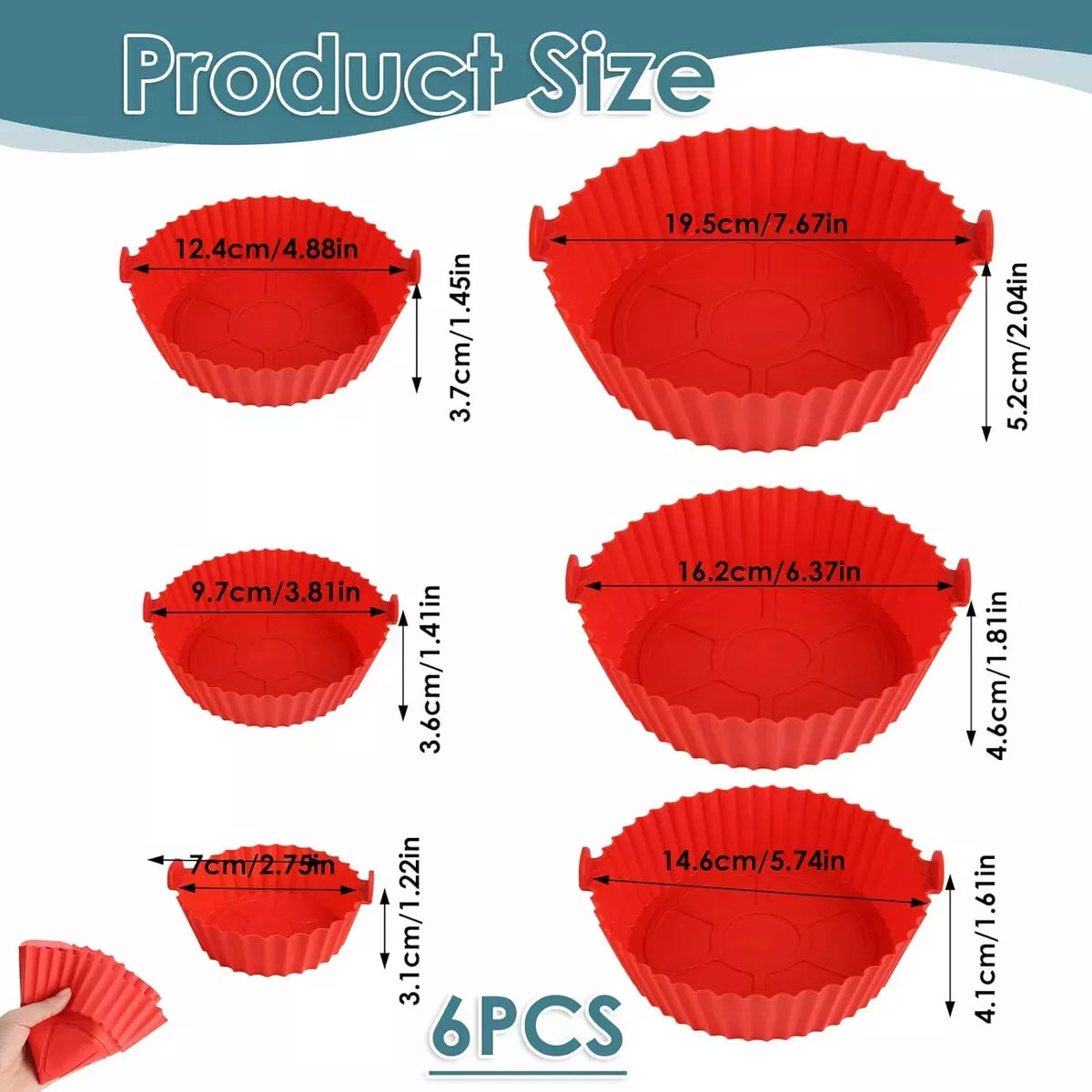 X6 Molde Redondo Silicona Para Air Fryer Moldes Freidora