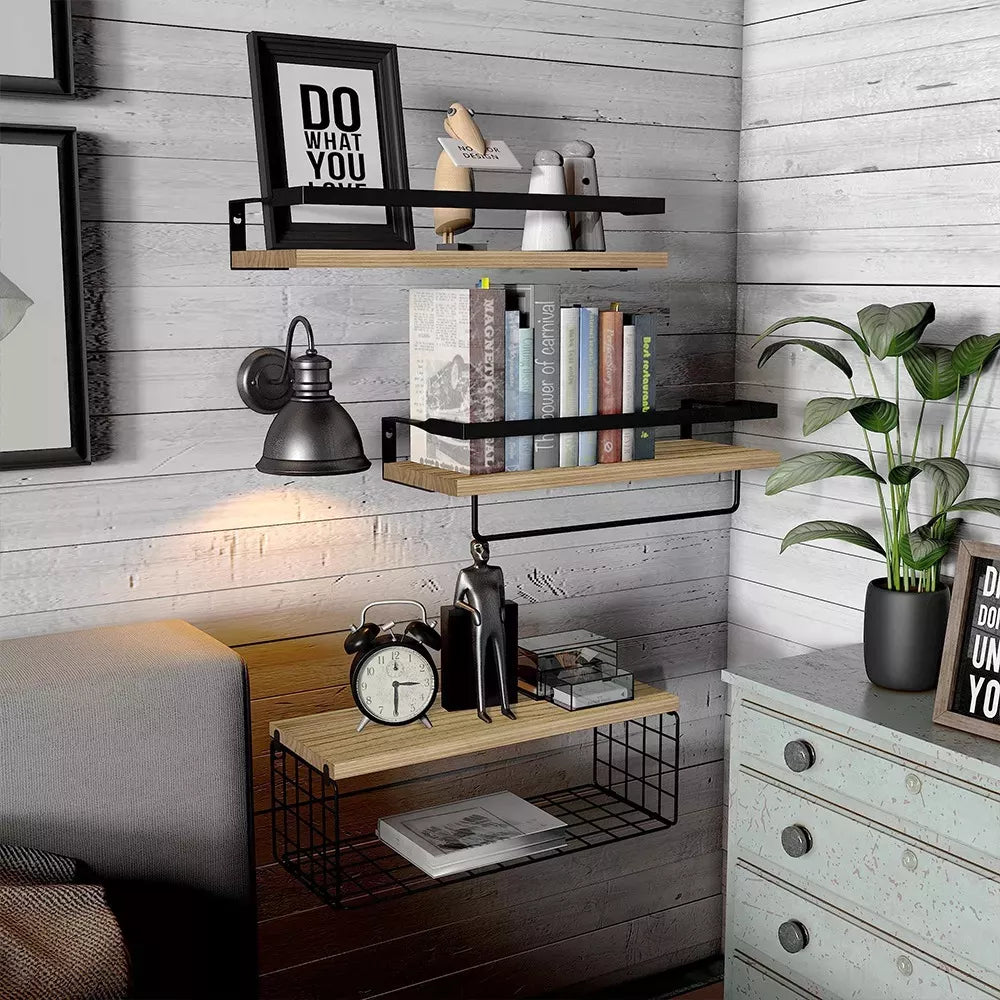 Repisas Flotantes Madera Estantes Organizador Multifuncional