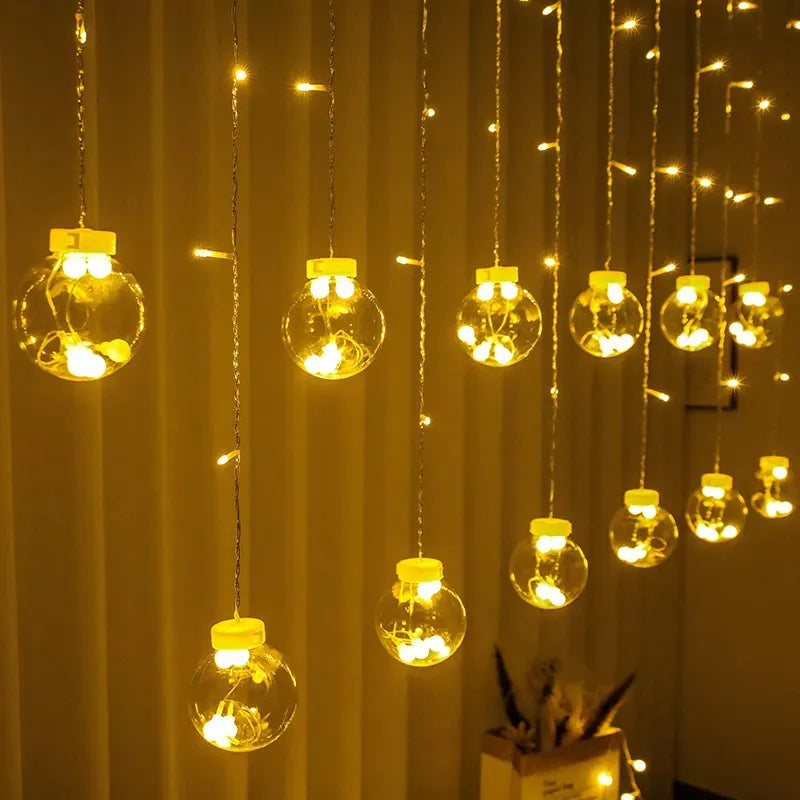 Luz Led Cascada Esferas Decorativa Navidad Guirnalda Adorno