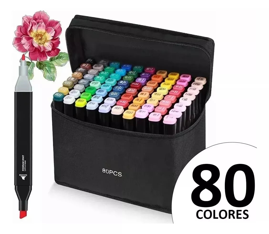 80pcs Plumones Doble Punta Rotulador Plumones Para Colorear