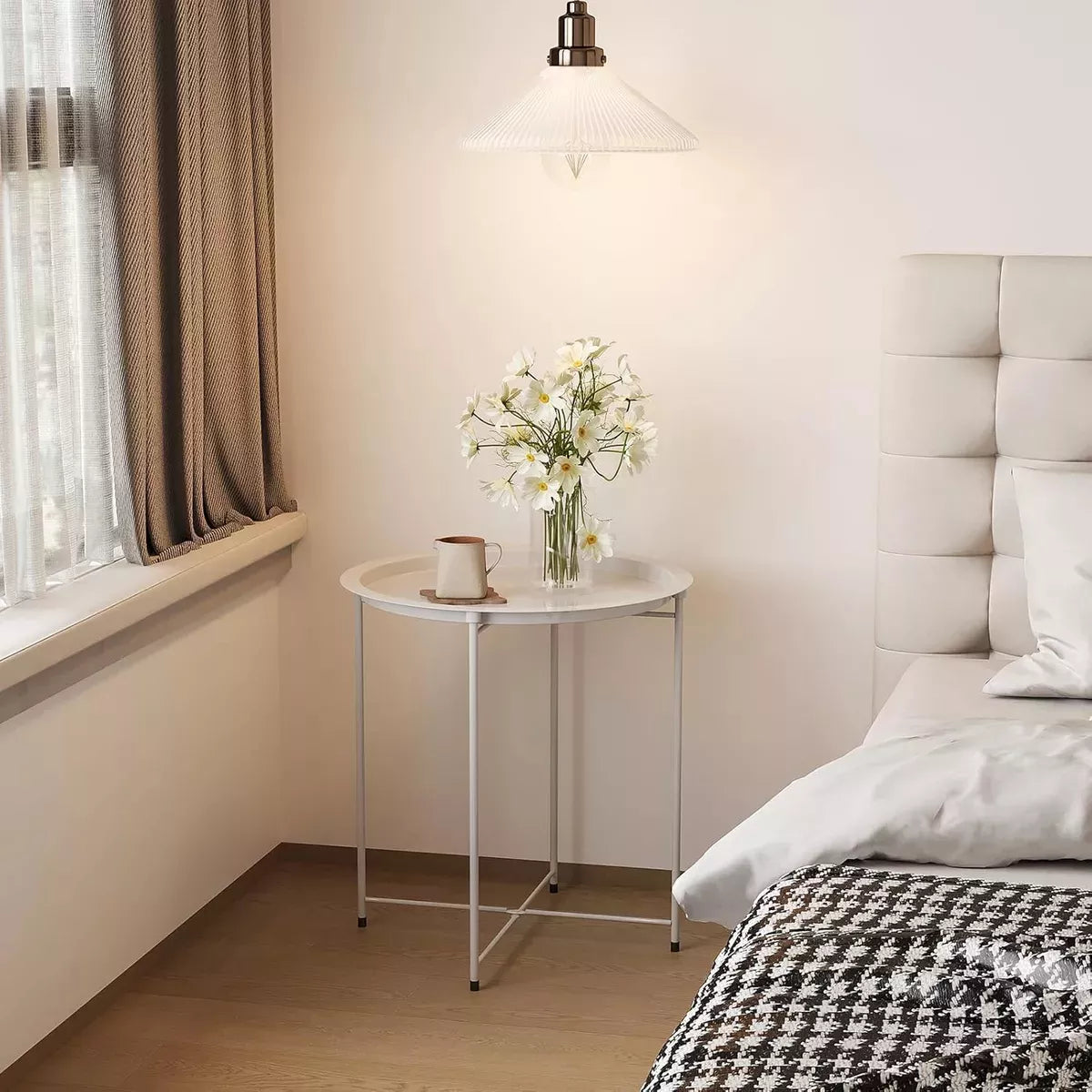 Mesa De Centro Redonda Metal Mesa Auxiliar Metalica Plegable