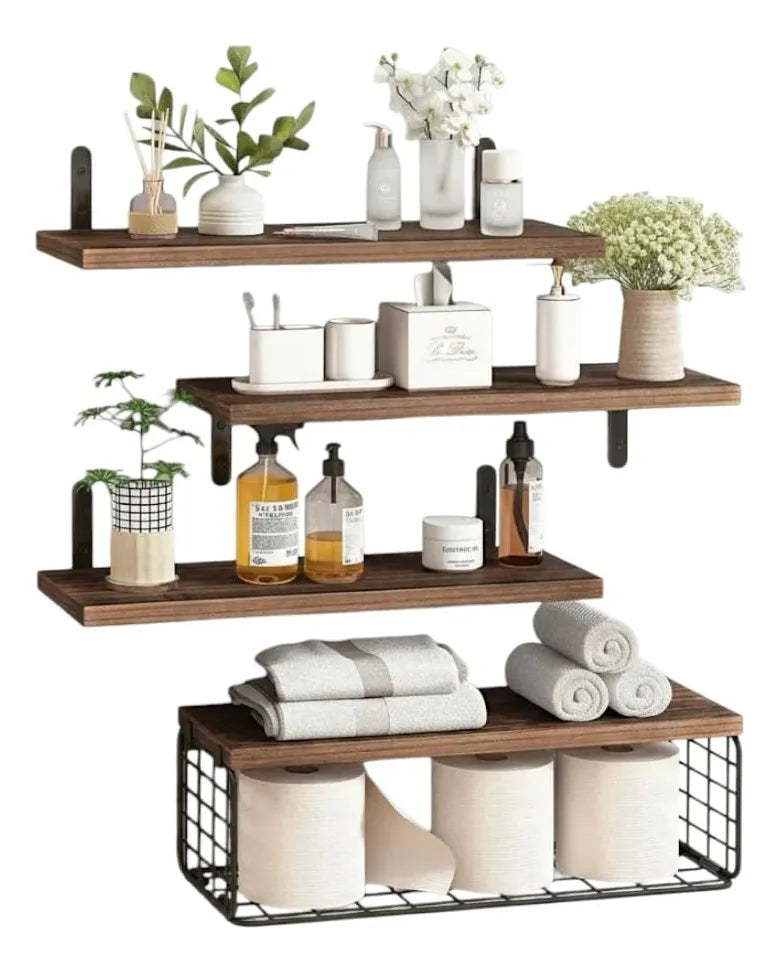 Repisa Flotante Multifuncional Madera Decorativa 4 Niveles