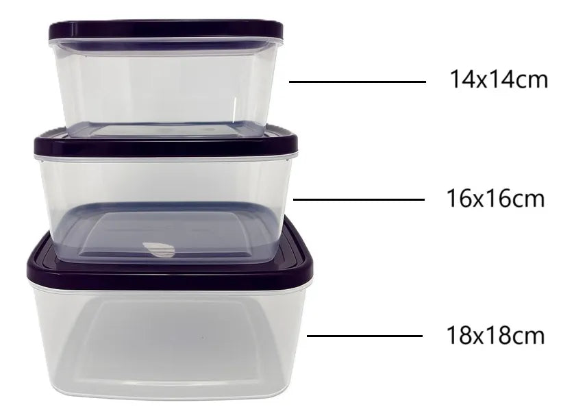 Set X3 Taper Rectangular Potes Plasticos Contenedores Comida