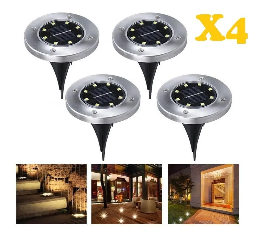Focos Solar Lamparas De Pie Luces Led Exterior 8 Led X4focos