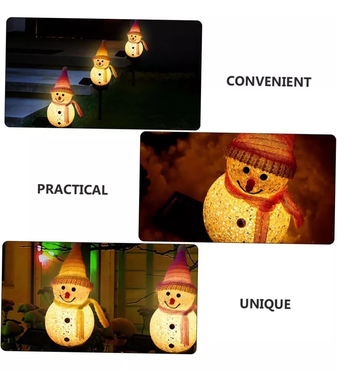 Pack 2 Estacas Solar Muñeco De Nieve Decoración Navidad Luz Solar