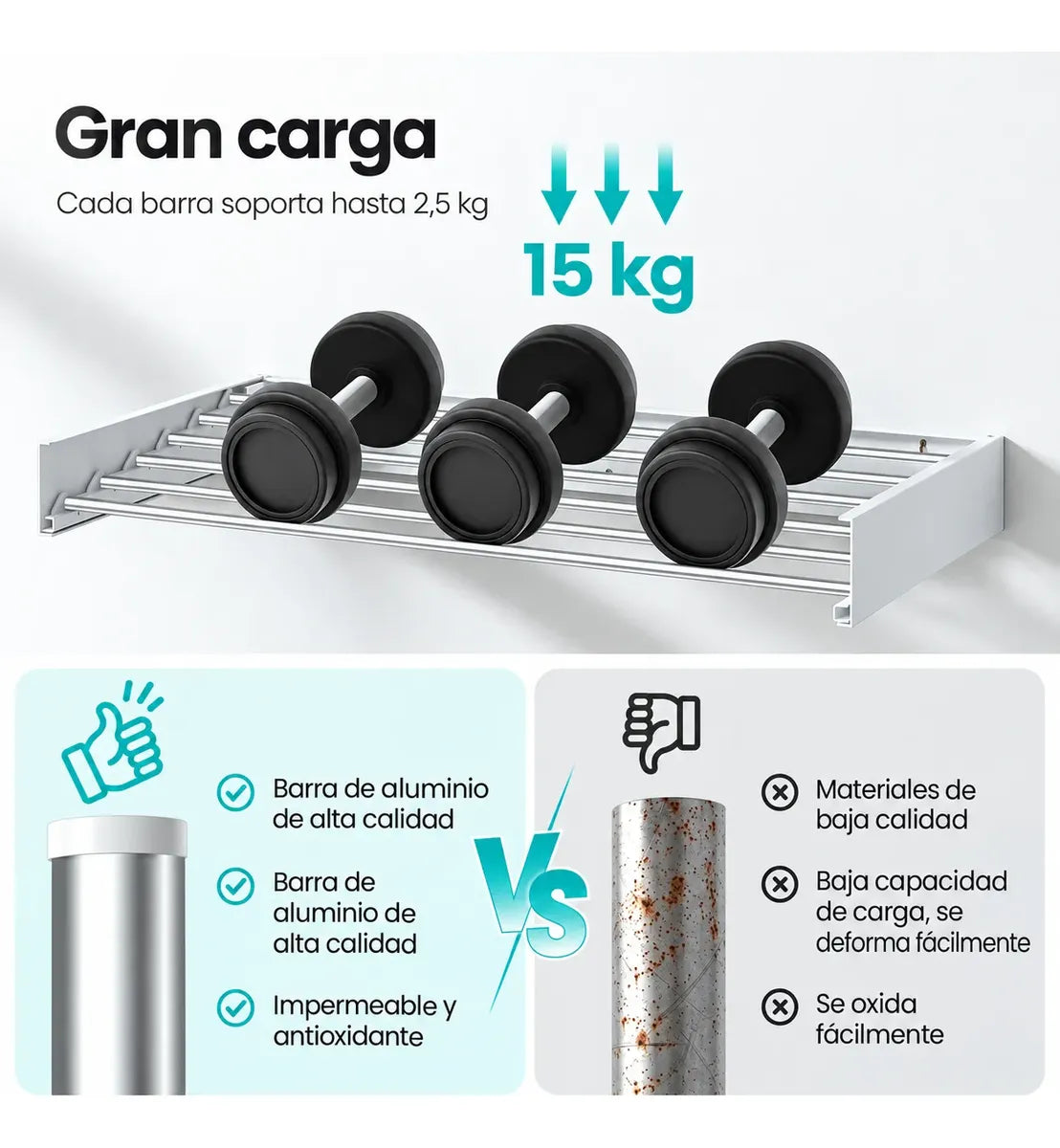 Tendedero De Ropa Plegable Colgador Retractil Pared 100cm