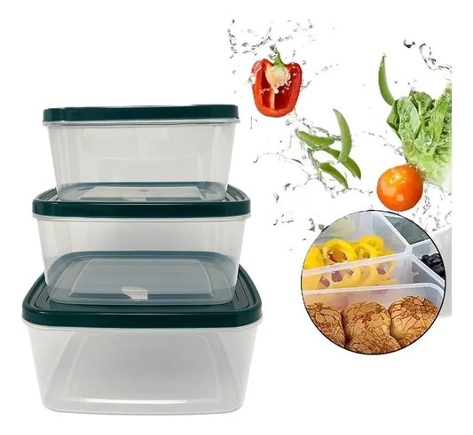 Set X3 Taper Rectangular Potes Plasticos Contenedores Comida