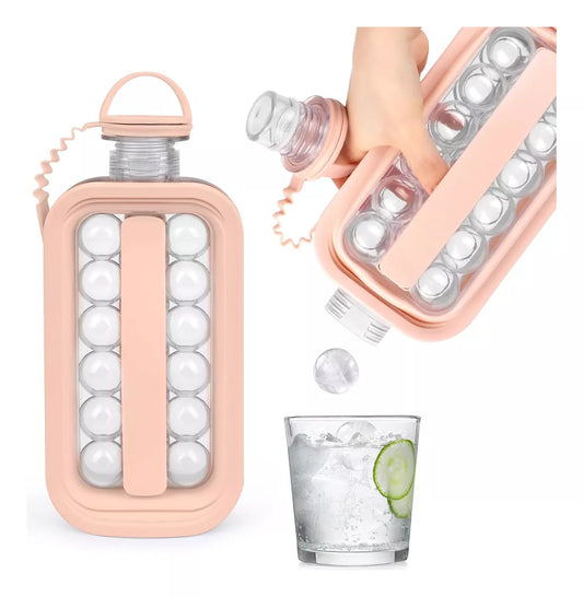 Cubitera 2 En 1 Molde Portatil Bolitas Hielo Botella Hielera