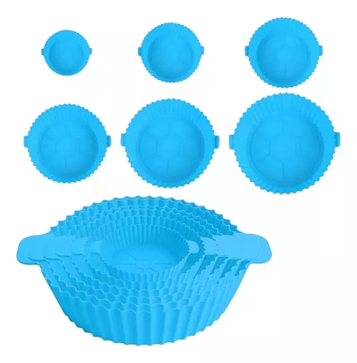 X6 Molde Redondo Silicona Para Air Fryer Moldes Freidora