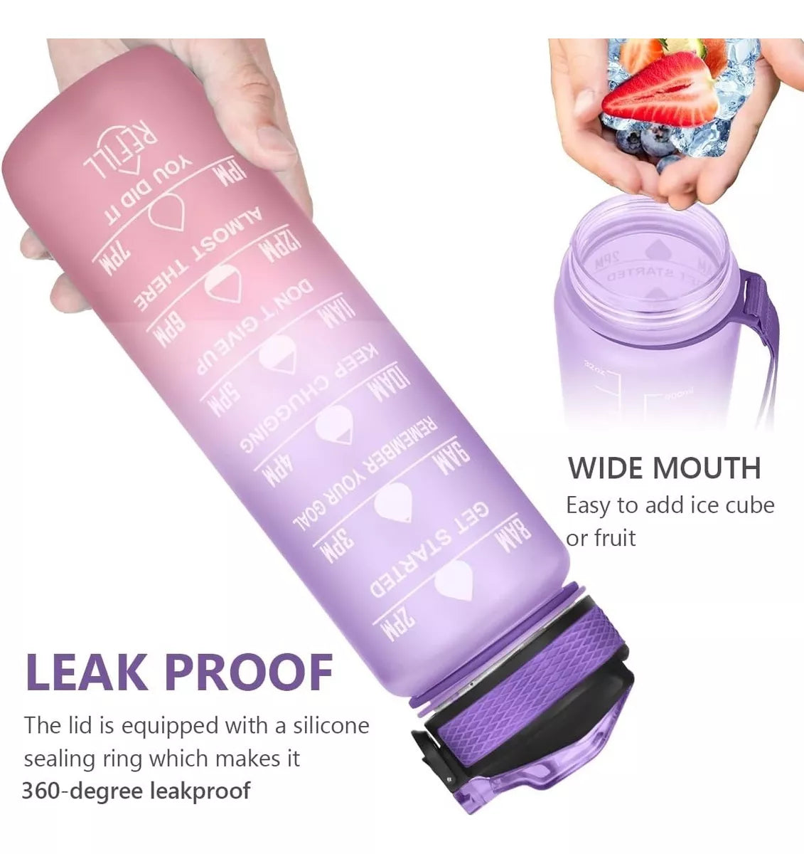 Botella De Agua 1 Litro Motivacional Deportiva Agua Diaria