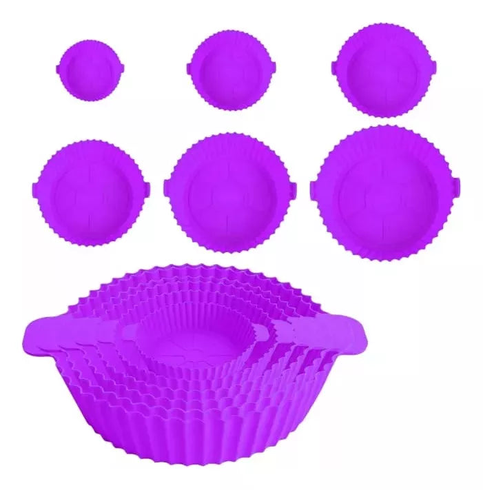 X6 Molde Redondo Silicona Para Air Fryer Moldes Freidora