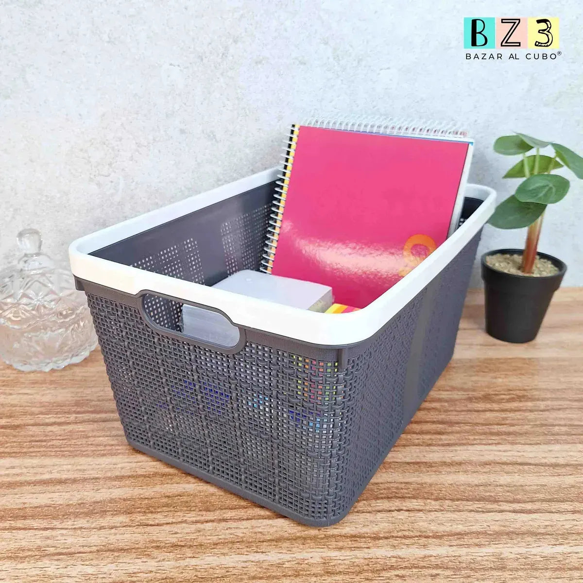 Canasto Plastico Caja Organizadora Cesta Rectangular 30x16cm