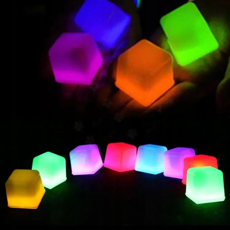 12 Cubos De Hielo Desechables Para Fiesta Hielos Led Fluor