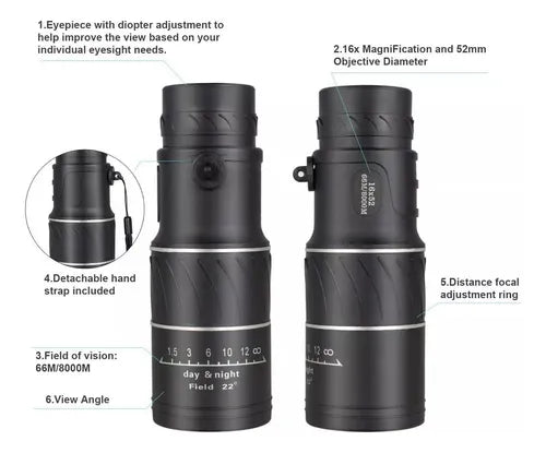 Monoculares Potentes Monocular Profesional Monoculares 16*52