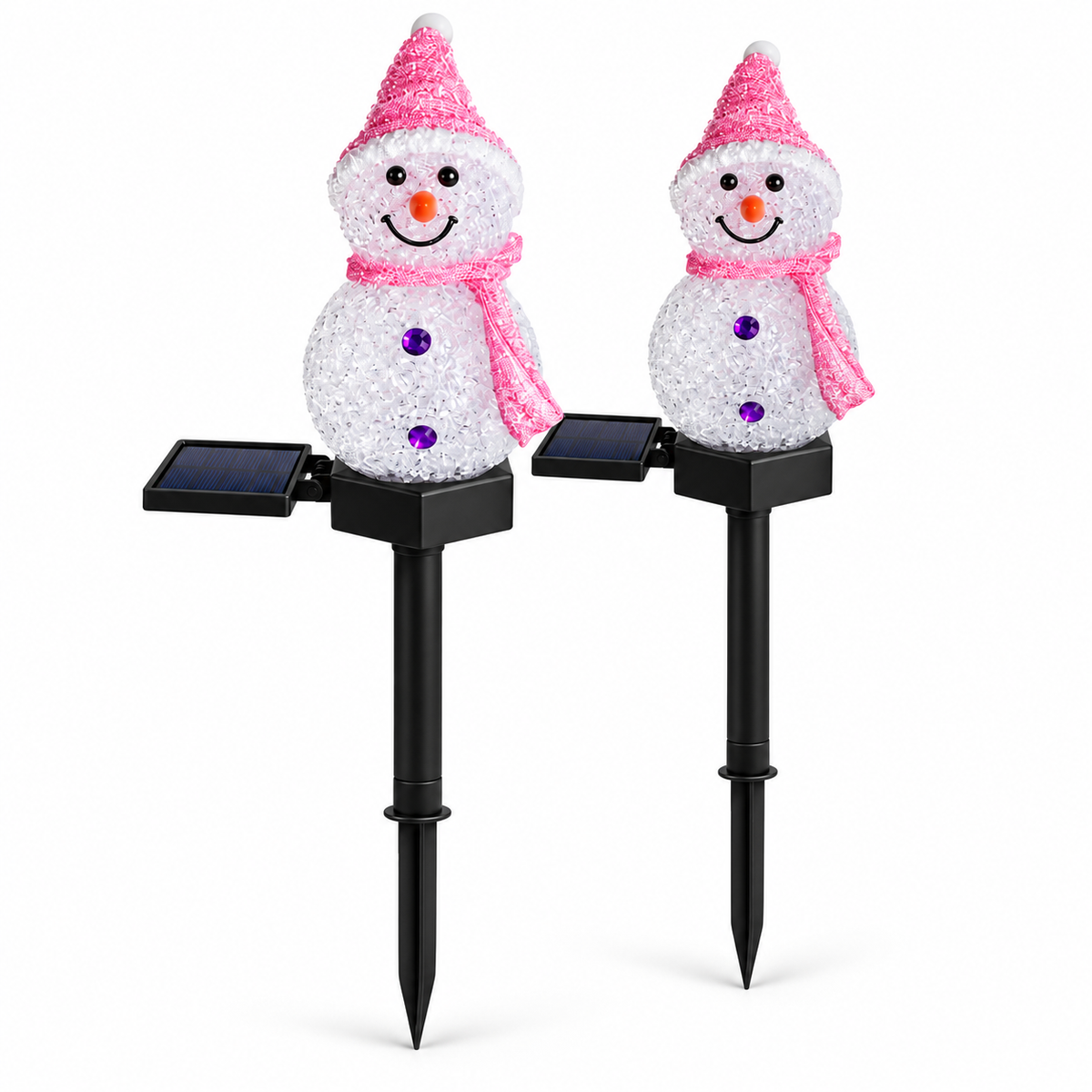 Pack 2 Estacas Solar Muñeco De Nieve Decoración Navidad Luz Solar