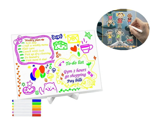 Pizarra Led Acrilica Transparente C/ Luz + Plumones 20x30 Cm