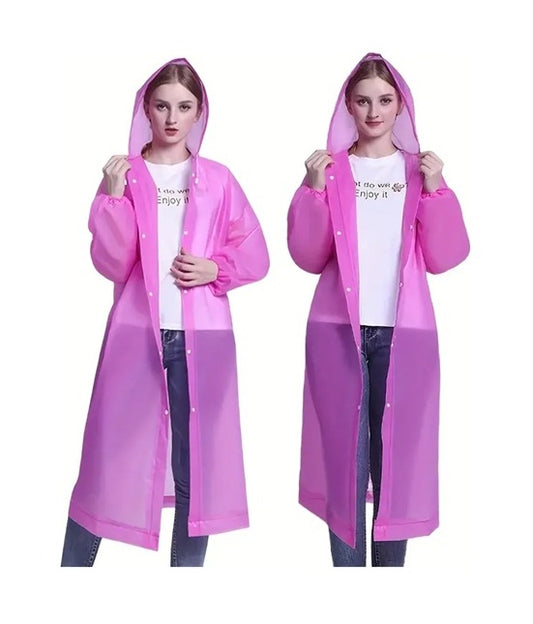 Poncho Impermeable Unisex Para Lluvia Adultos Ponchos Capa Rosa