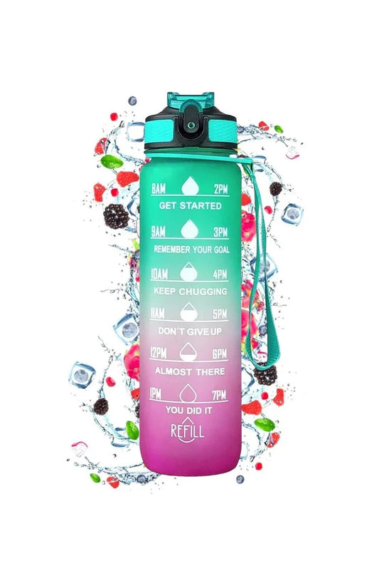 Botella De Agua 1 Litro Motivacional Deportiva Agua Diaria