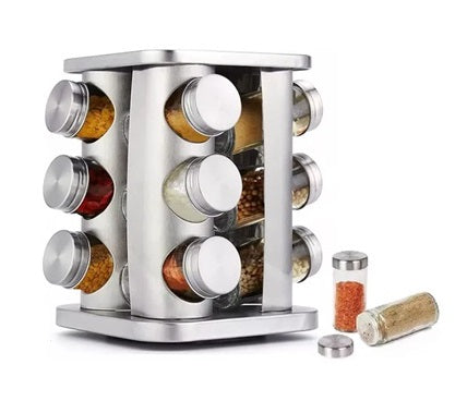 Especiero Acero Inoxidable Giratorio Condimentero 12 Frascos