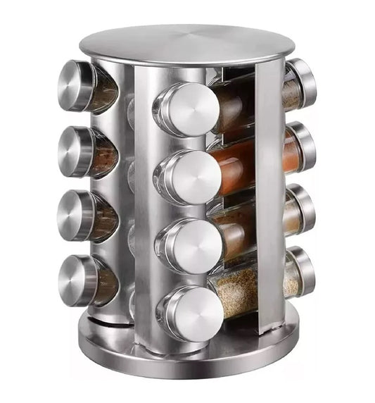 Especiero Giratorio Condimentero Acero Inoxidable 16 Frascos