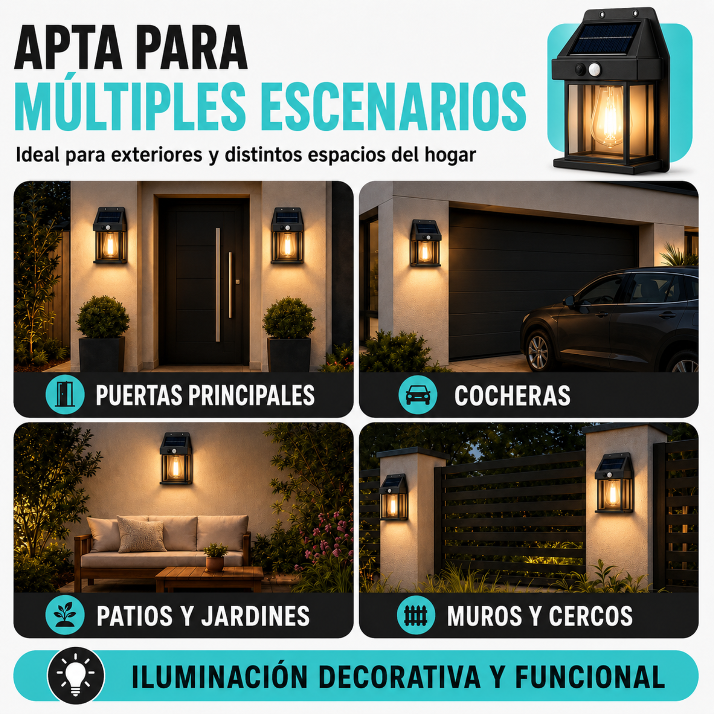 Faroles Solares Exteriores Focos Led Terraza Farol Exterior Negro