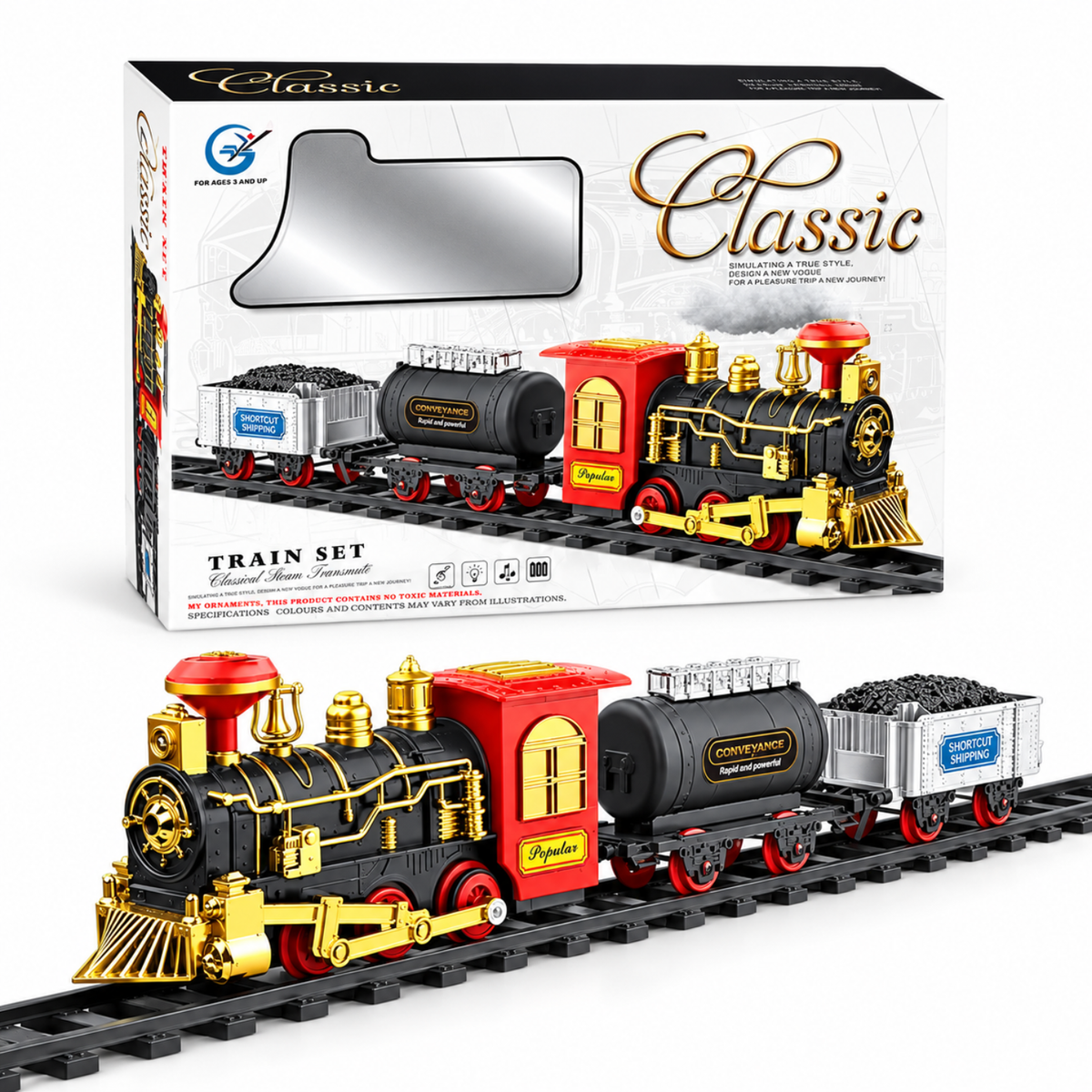 Tren Juguete Juguetes Tren Electrico Humo Para Navidad 9pcs