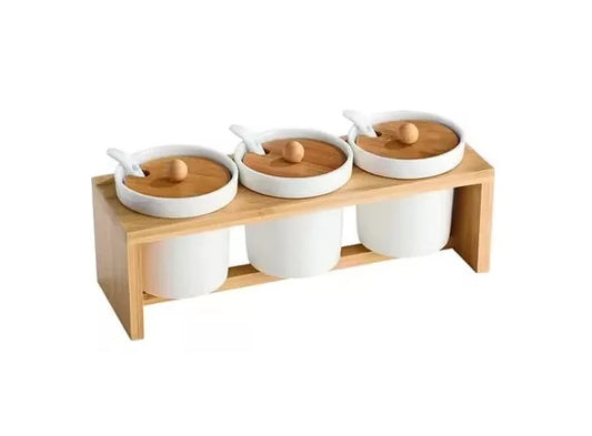 Set X3 Recipientes Condimentero Cocina Contenedores Ceramica