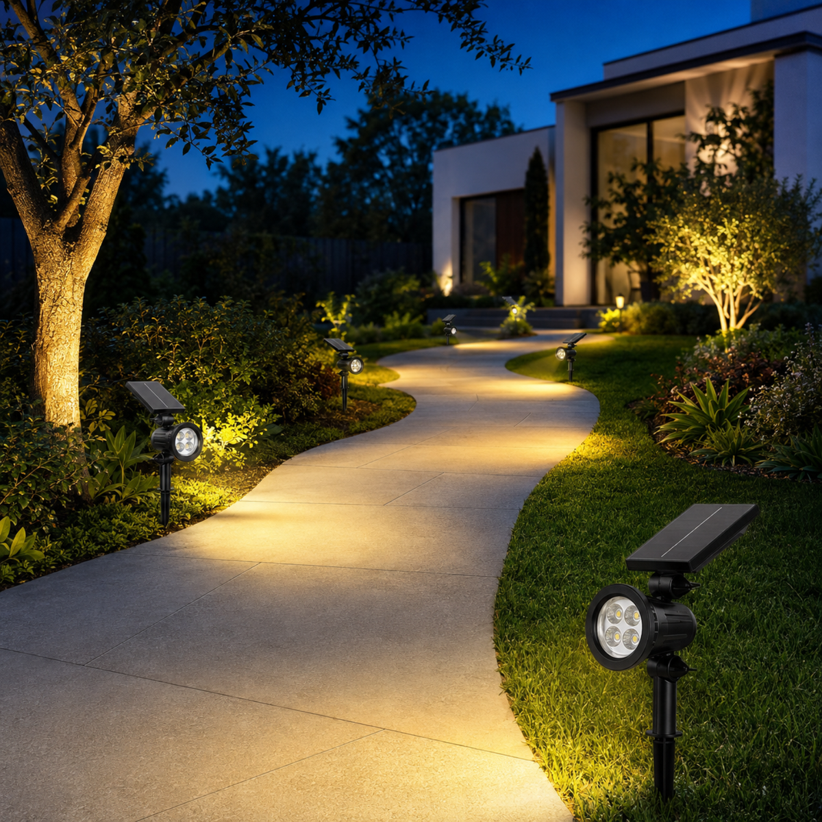 Led Solar Cesped Luz Foco Al Aire Libre Jardin Foco Estaca
