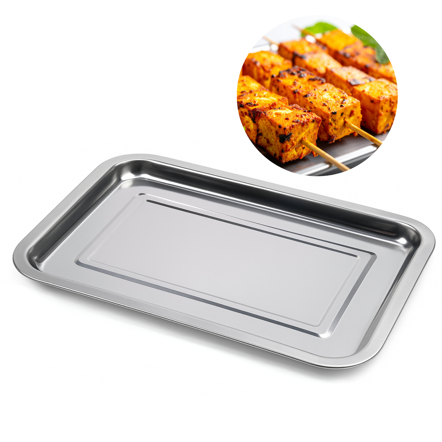 Bandeja De Acero Inoxidable Fuente Acero Horno 35x26cm