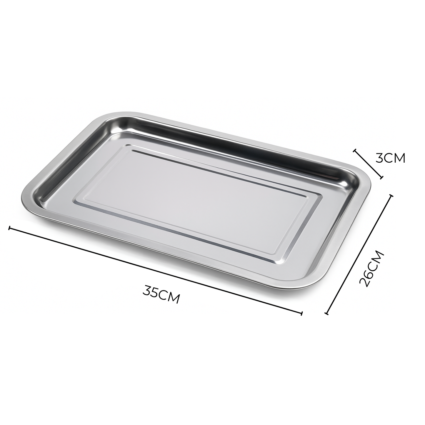 Bandeja De Acero Inoxidable Fuente Acero Horno 35x26cm