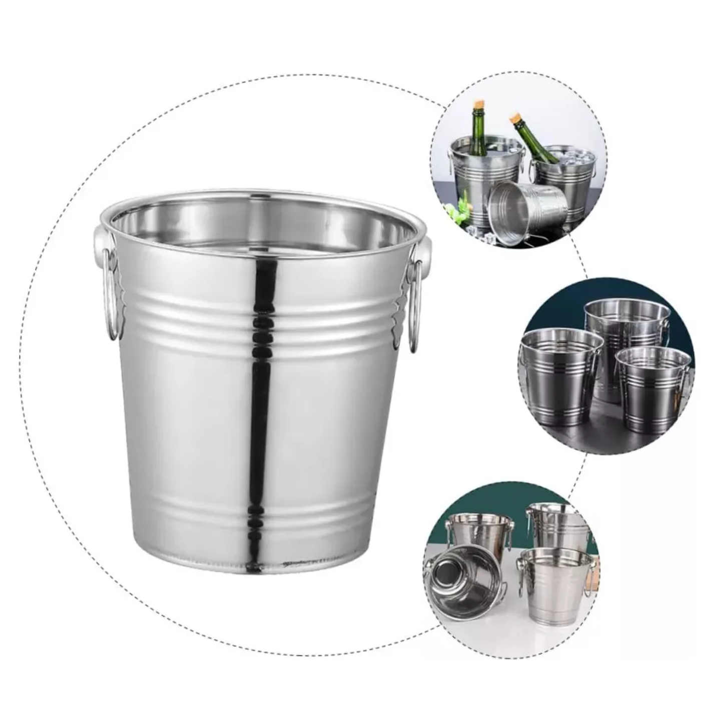 Hielera Cubetera De Acero Para Botella Latas Hielo Bar 13,5cm