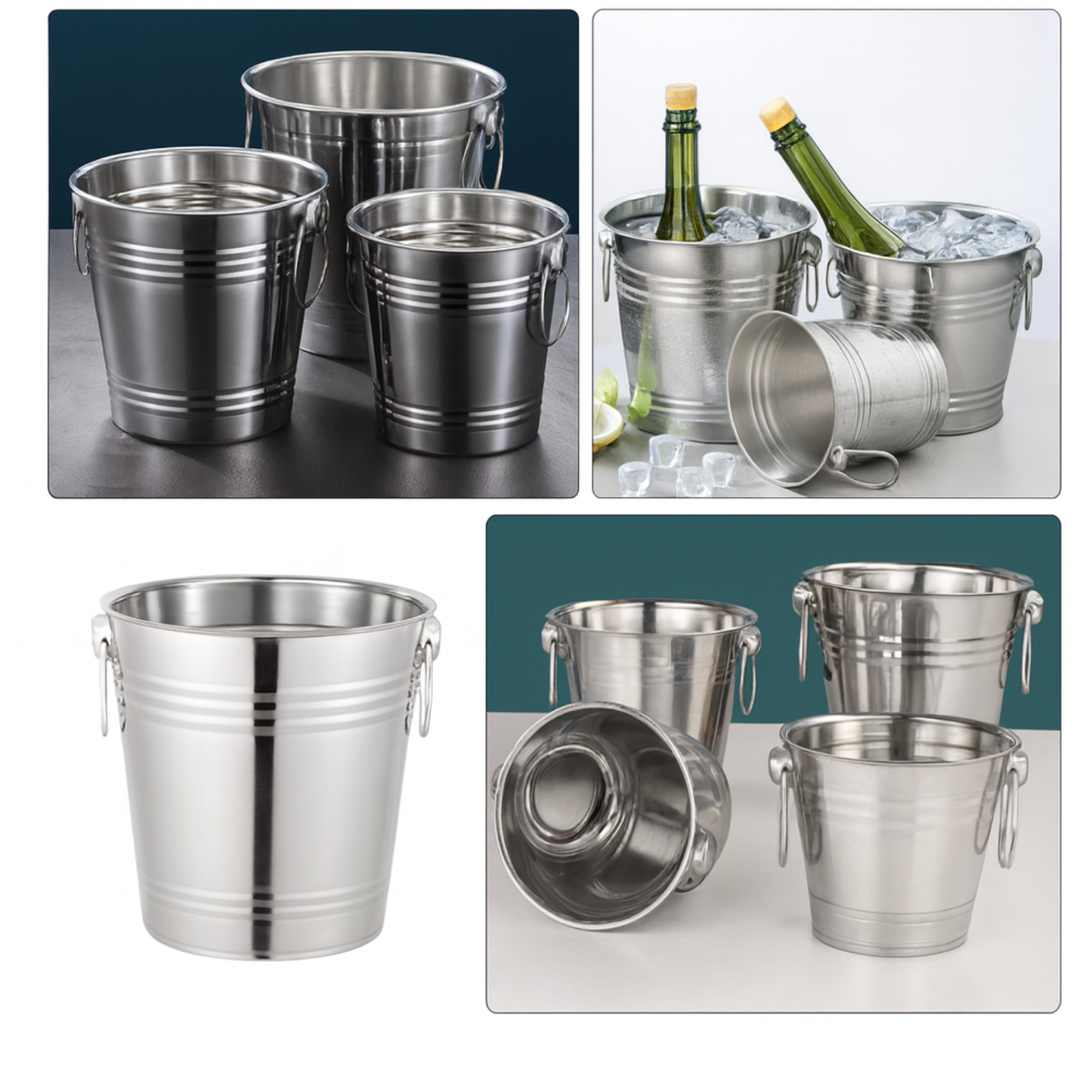 Hielera Cubetera De Acero Para Botella Latas Hielo Bar 13,5cm