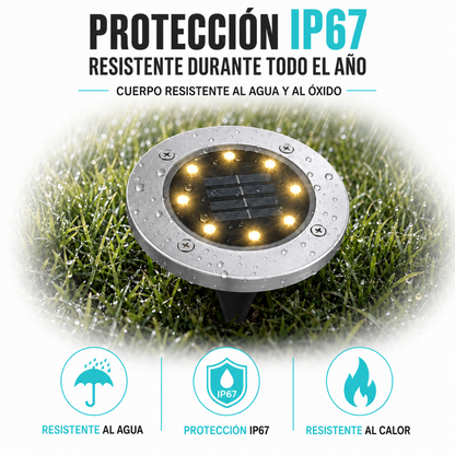 X4 Focos Solares 8 Led Luz Calido Con Estaca Para Exterior