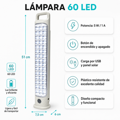 Lamparas De Emergencia Recargables Foco De Emergencia 60led