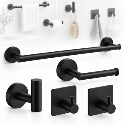 Set 5 Accesorios Baño Toallero Portarrollos Acero Inoxidable