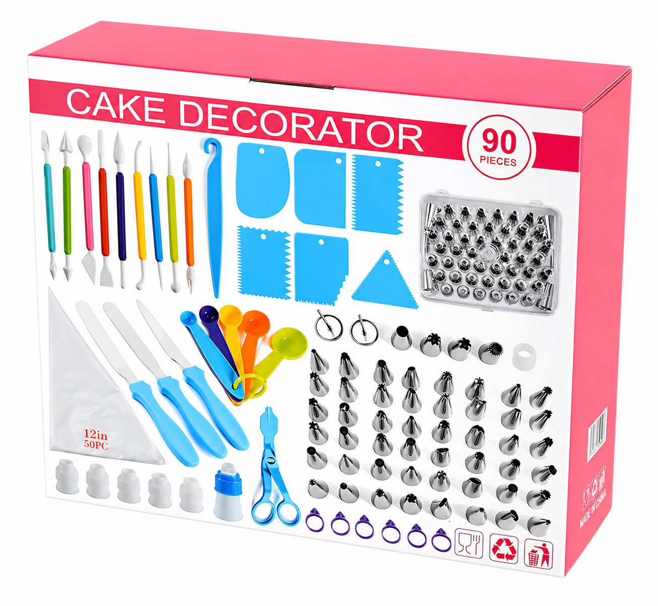 Set Kit De Decoración De Tortas Y Cupcakes Reposteria 90 Pcs