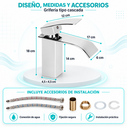 Grifo Cascada Plateado Brillante