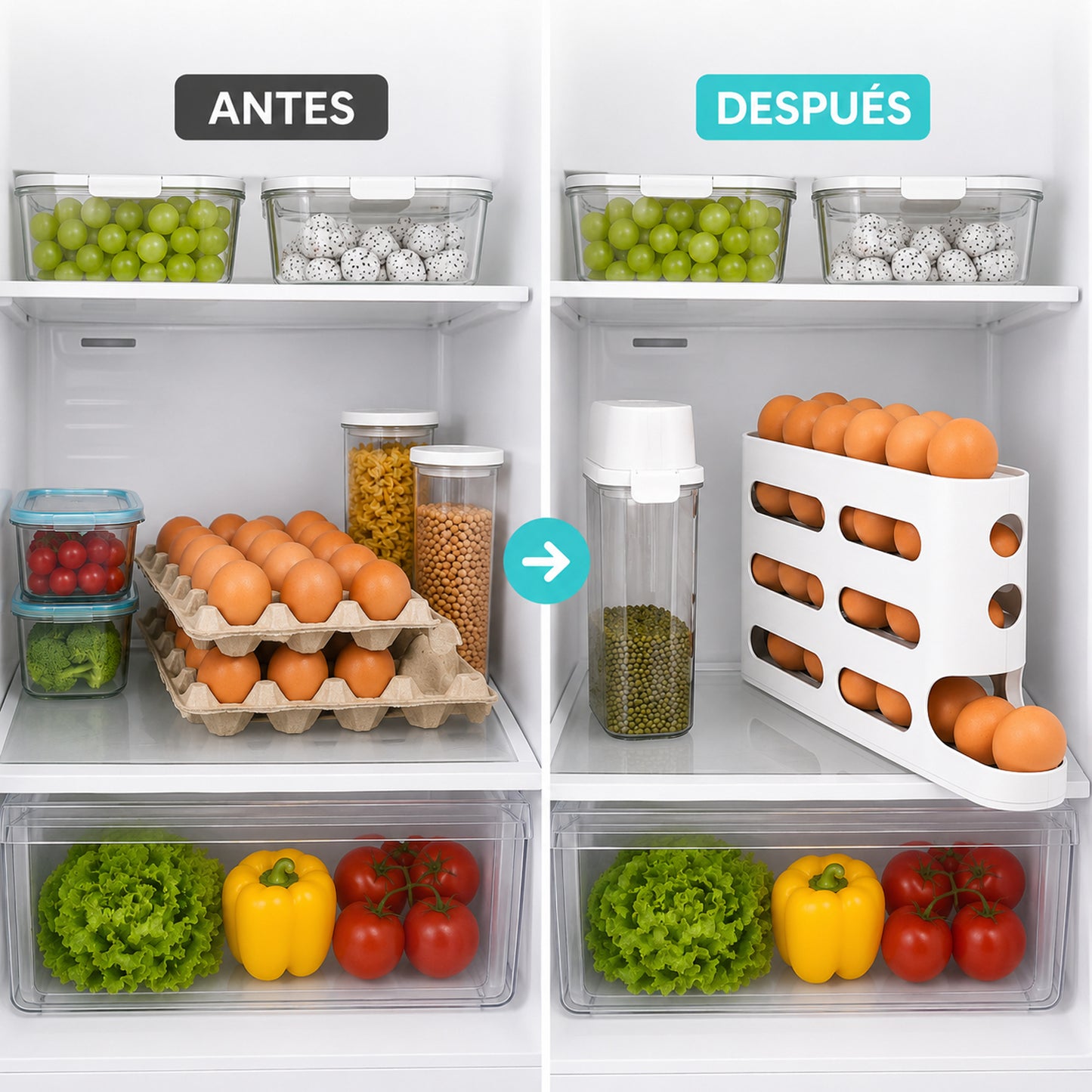 Organizador De Huevos Dispensador De Huevos Porta Huevos 26p