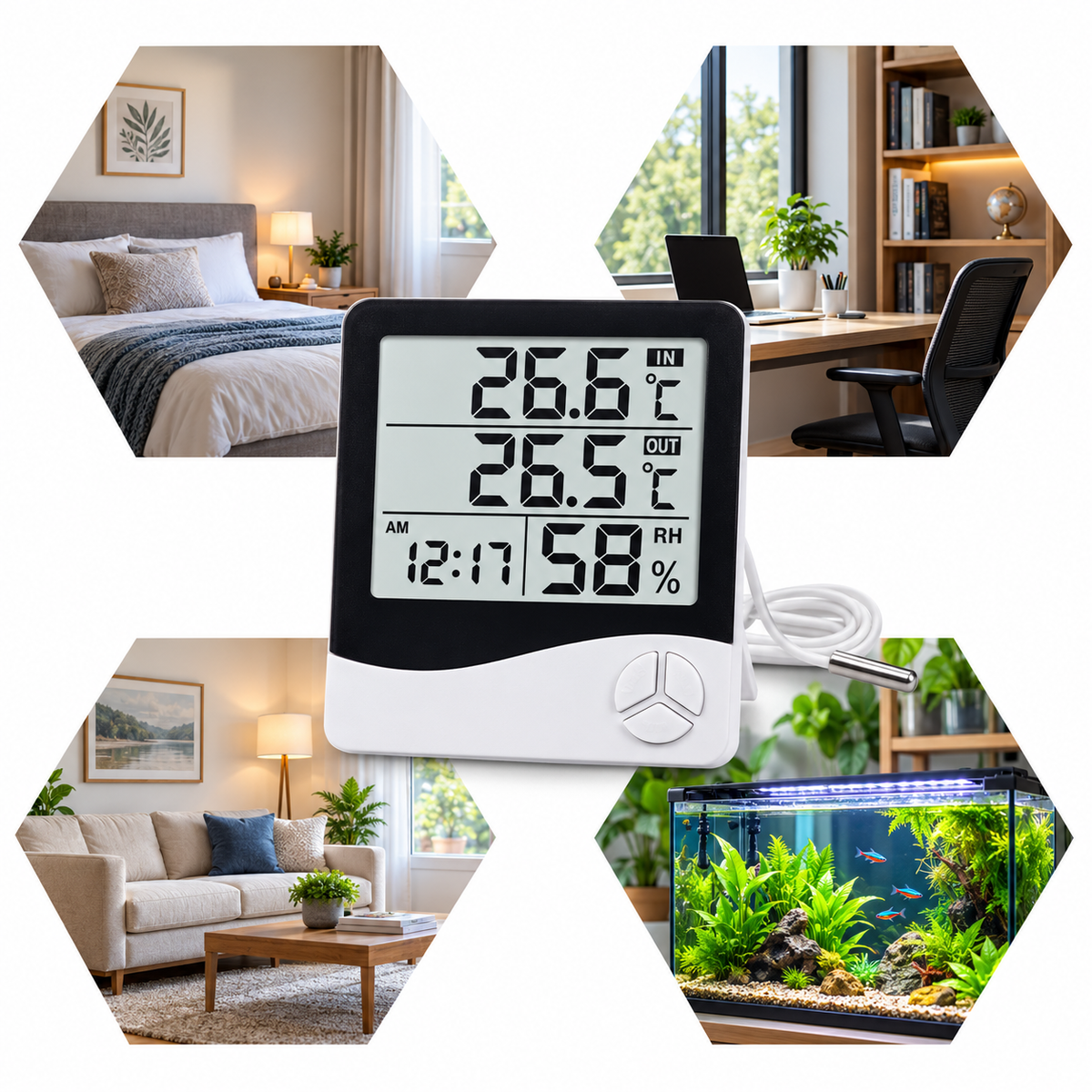 Medidor Temperatura Medidor De Temperatura Reloj Alarma Htc2