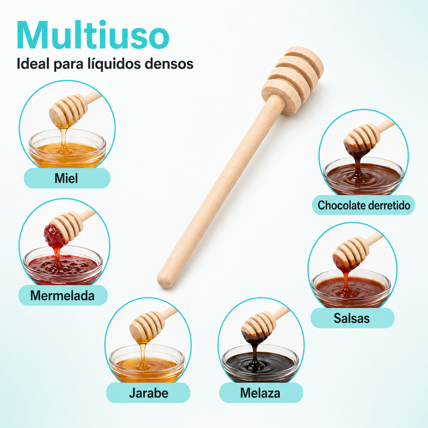 X3 Cucharas De Madera Para Miel Palo Jarabe Agitador Hogar