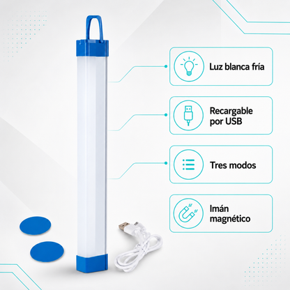 Barra Luz Led Recargable Lampara Portátil Usb Tubo 32cm